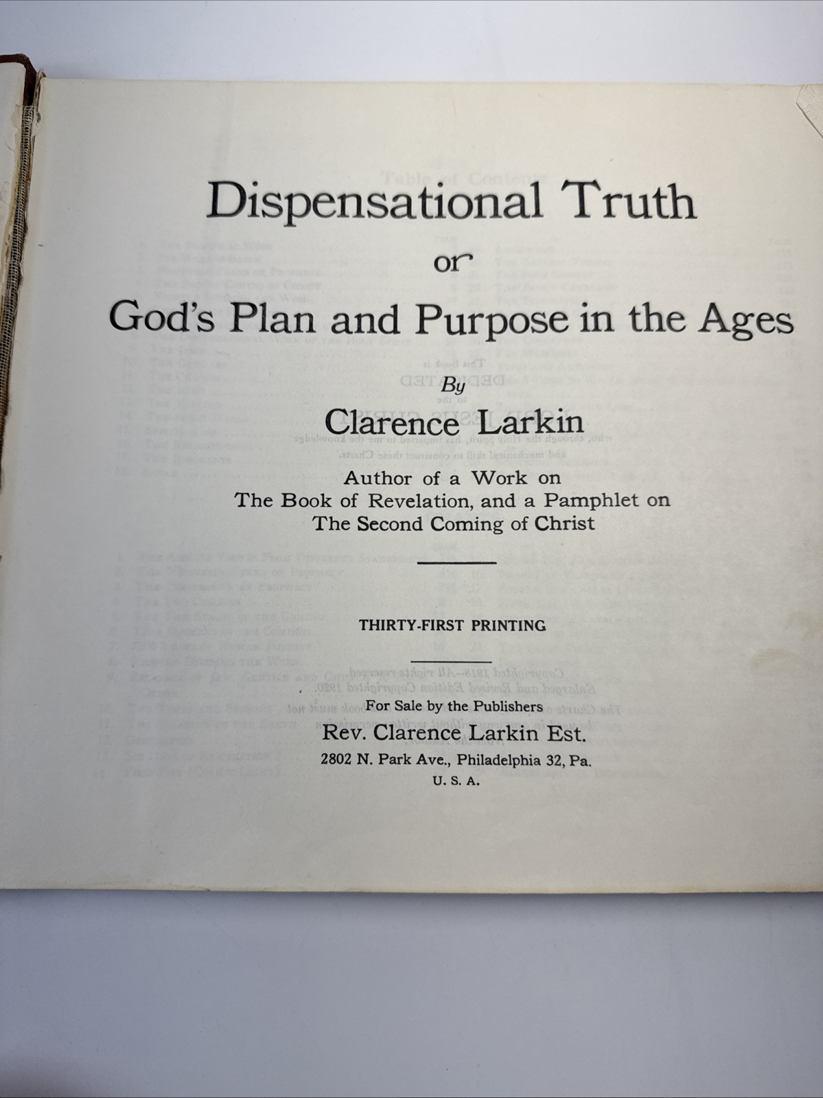 Dispensational Truth or God’s Plan and Purpose in the Ages Clarence Larkin 1920