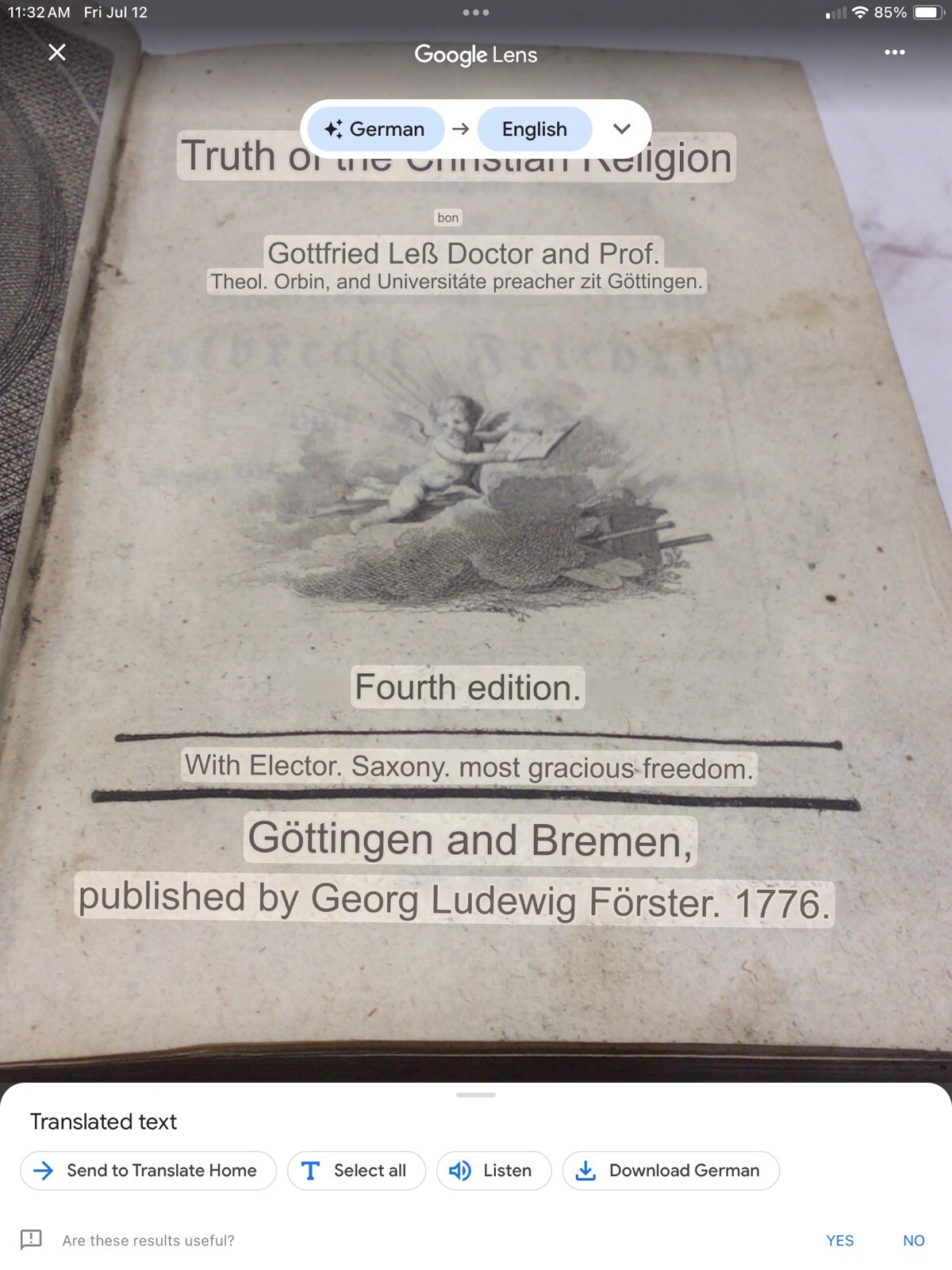1776 Wahrheit der Christlichen Religion (Truth Of Christian Religion – G.Forster