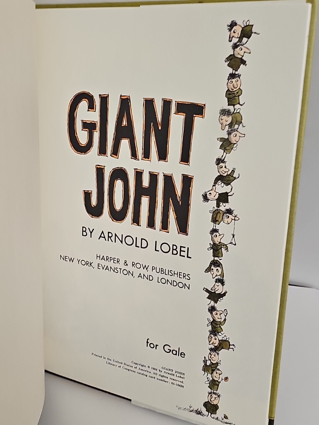 GIANT JOHN, ARNOLD LOBEL, HARPER & ROW, LIBRARY BINDING, DJ, 1964