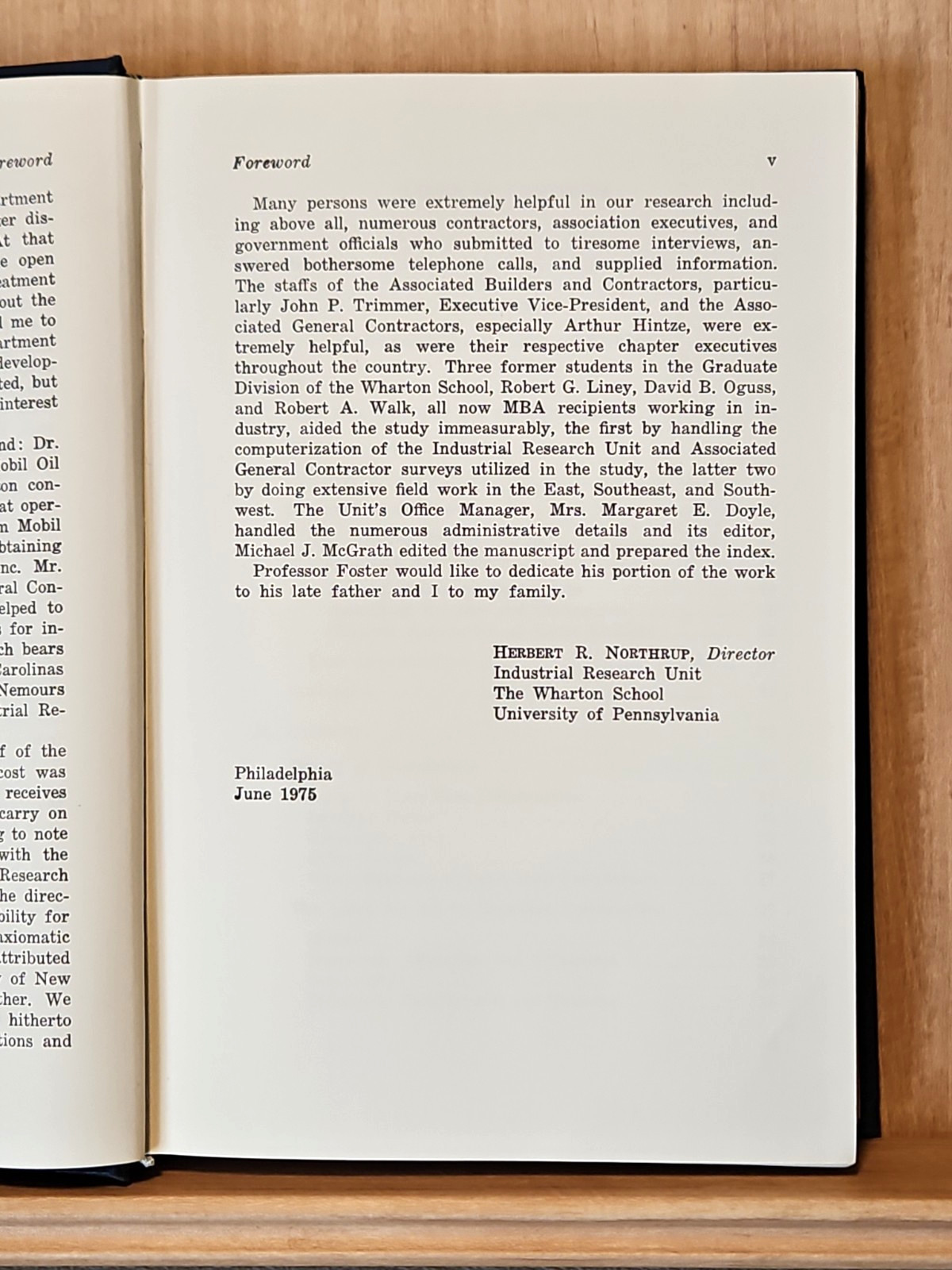 Open Shop Construction by Northrup & Foster HC 1975 The Wharton School