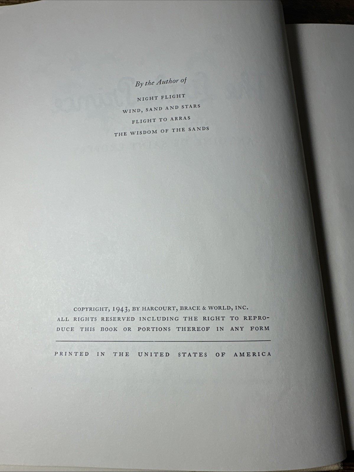 THE LITTLE PRINCE by SAINT-EXUPERY 1943 Vintage Early Edition HC