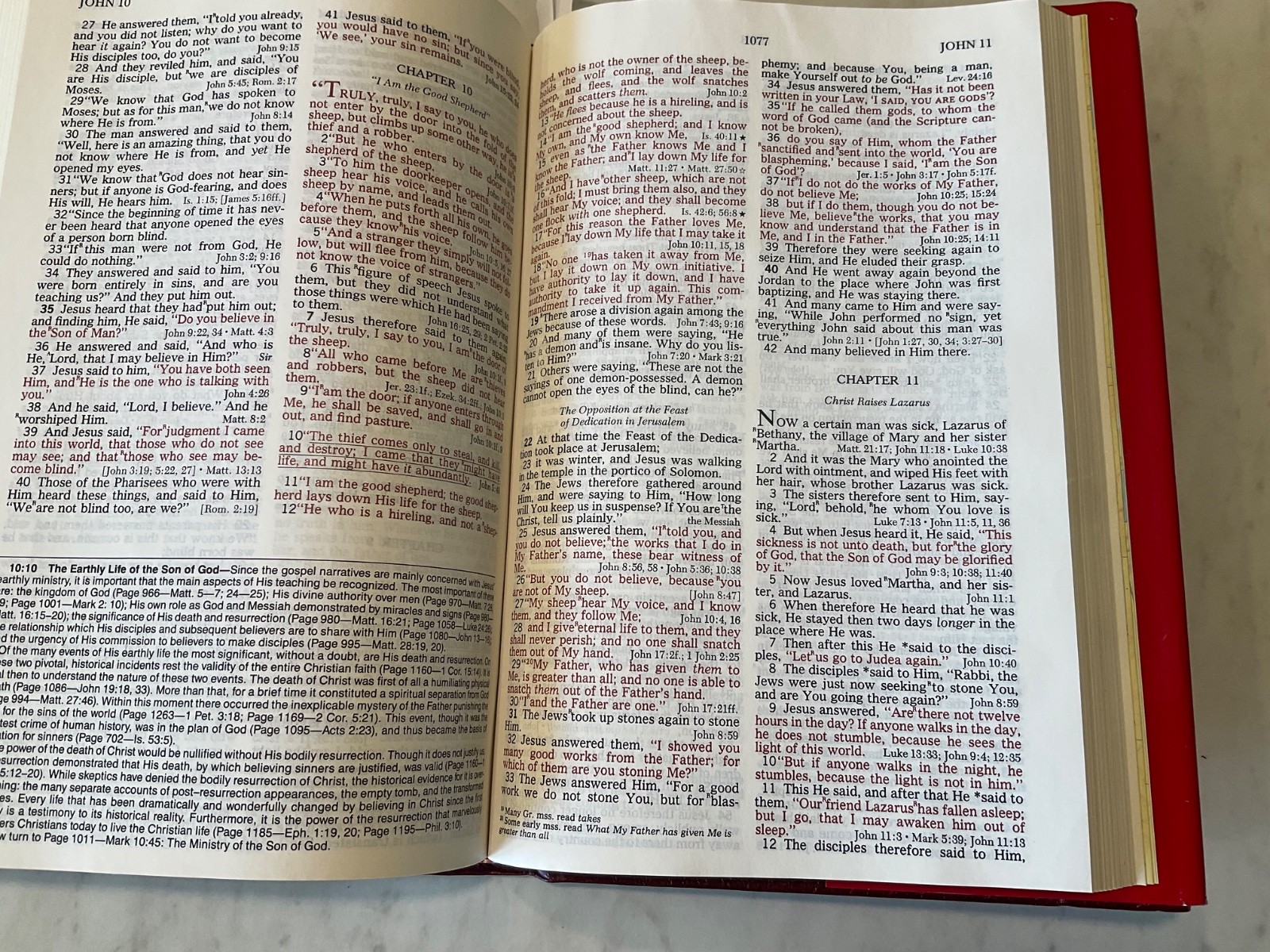 Bible NASB Open Bible 1985 Expanded Edition Red Letter Burgundy Hardcover