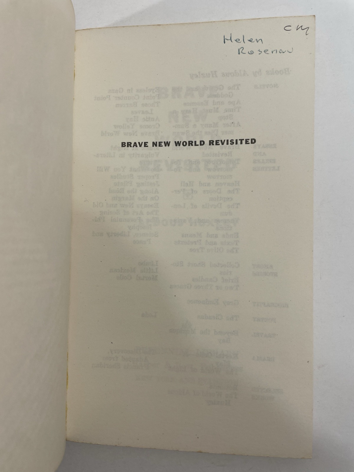 Brave New World Revisited Aldous Huxley 1965 Perennial Library Paperback