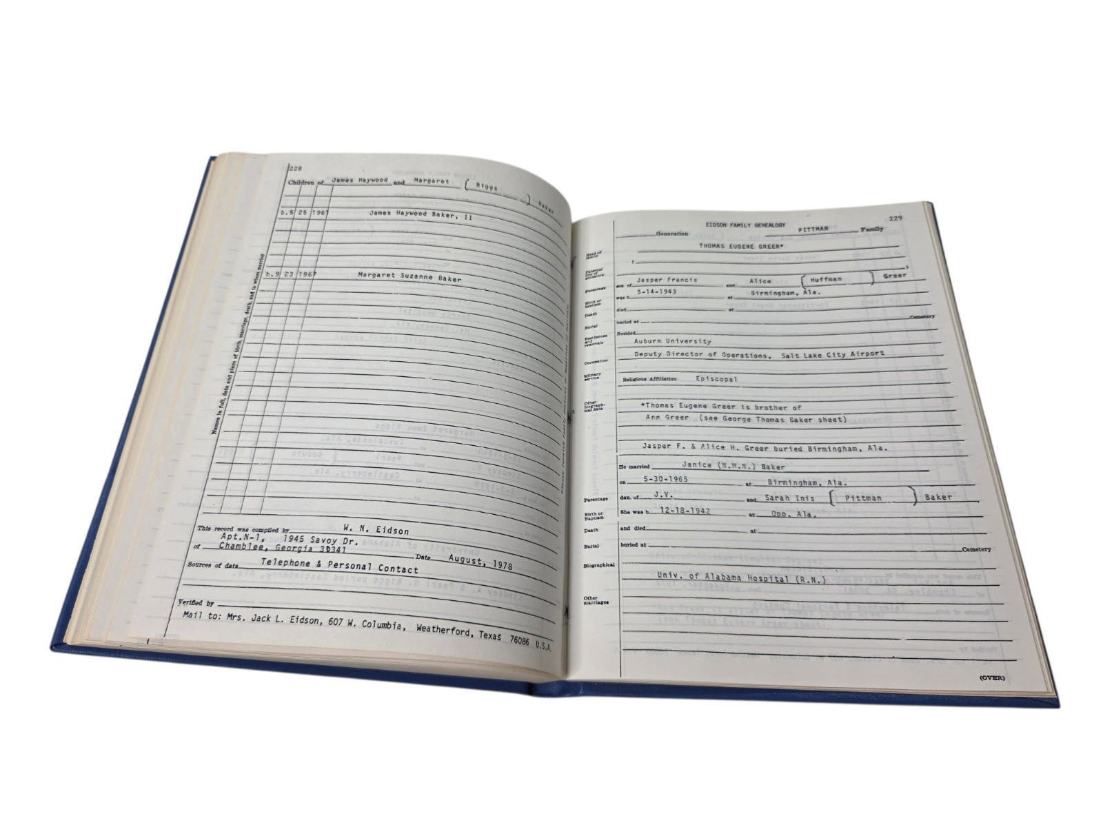 Descendants of Wiley and Mary Abercrombie Eidson 1st Ed Genealogy Family History