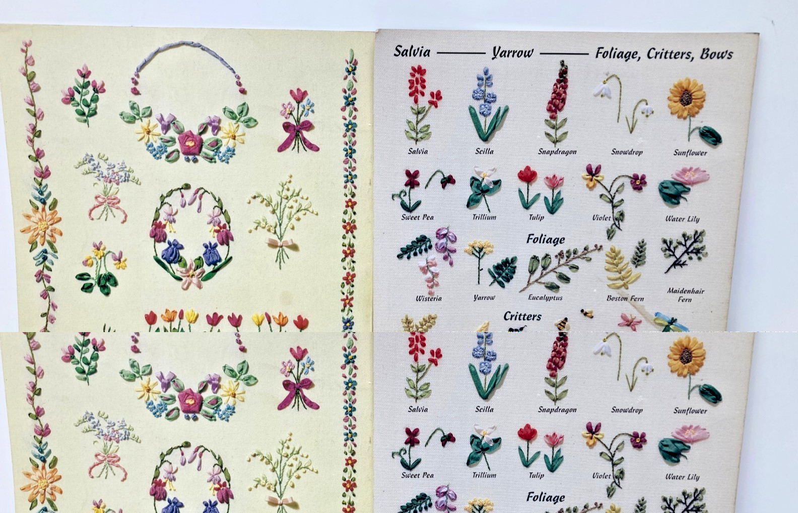 Iron On Transfers for Ribbon Embroidery & Needlework Encyclopedia Flowers Set 2