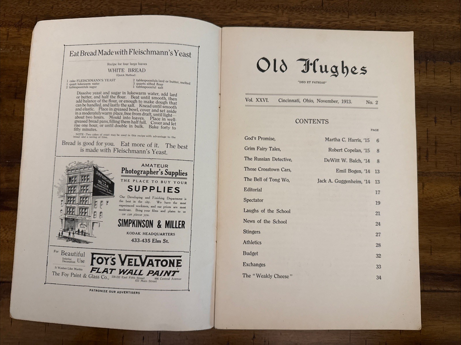 CINCINNATI, OH, Old Hughes Magazines, Nov. & Dec. 1913 – Hughes High School