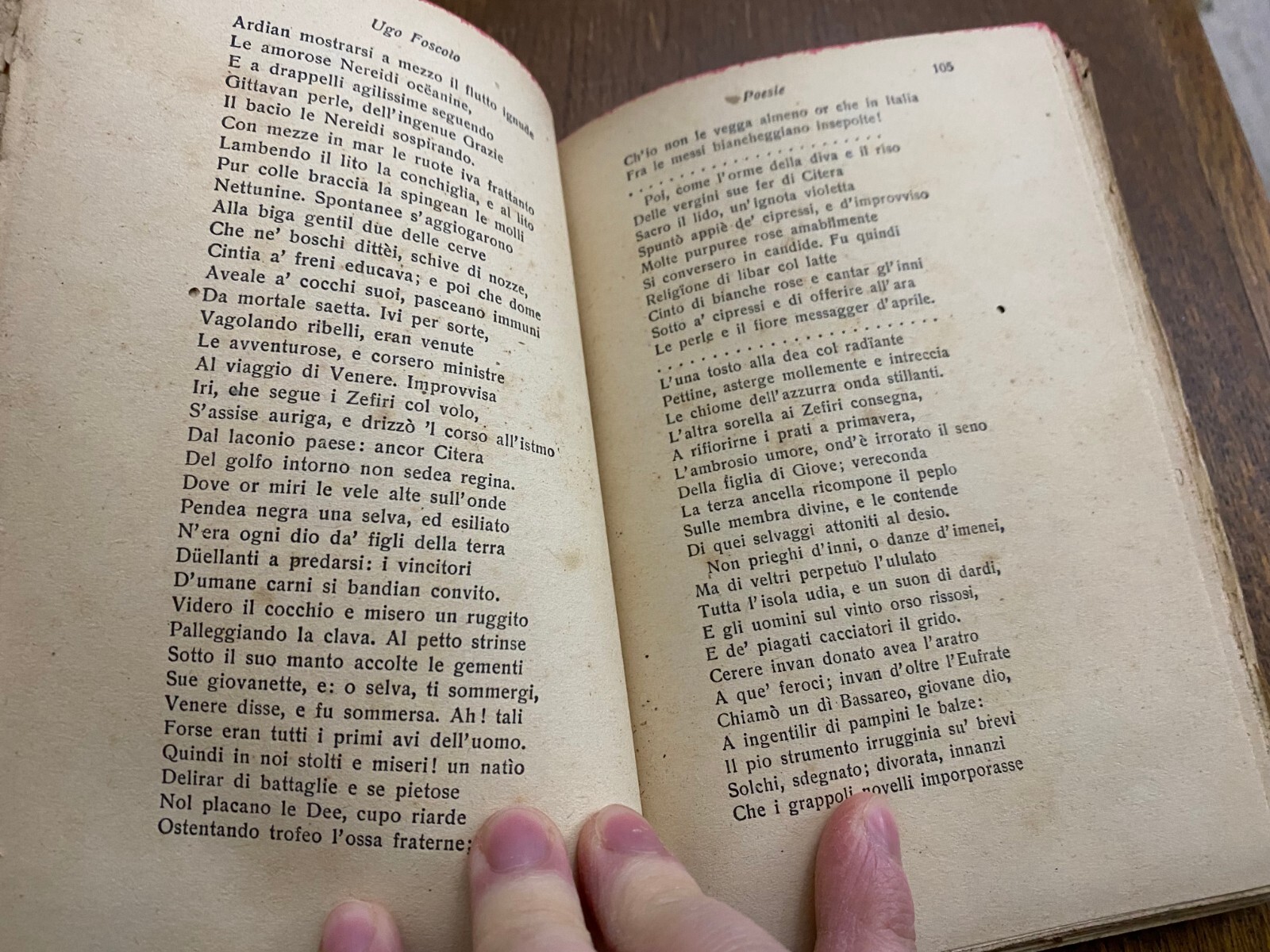 OLD ITALIAN BOOK POESIE CLASSICI ITALIANI #398 BY UGO FOSCOLO YEAR 1796