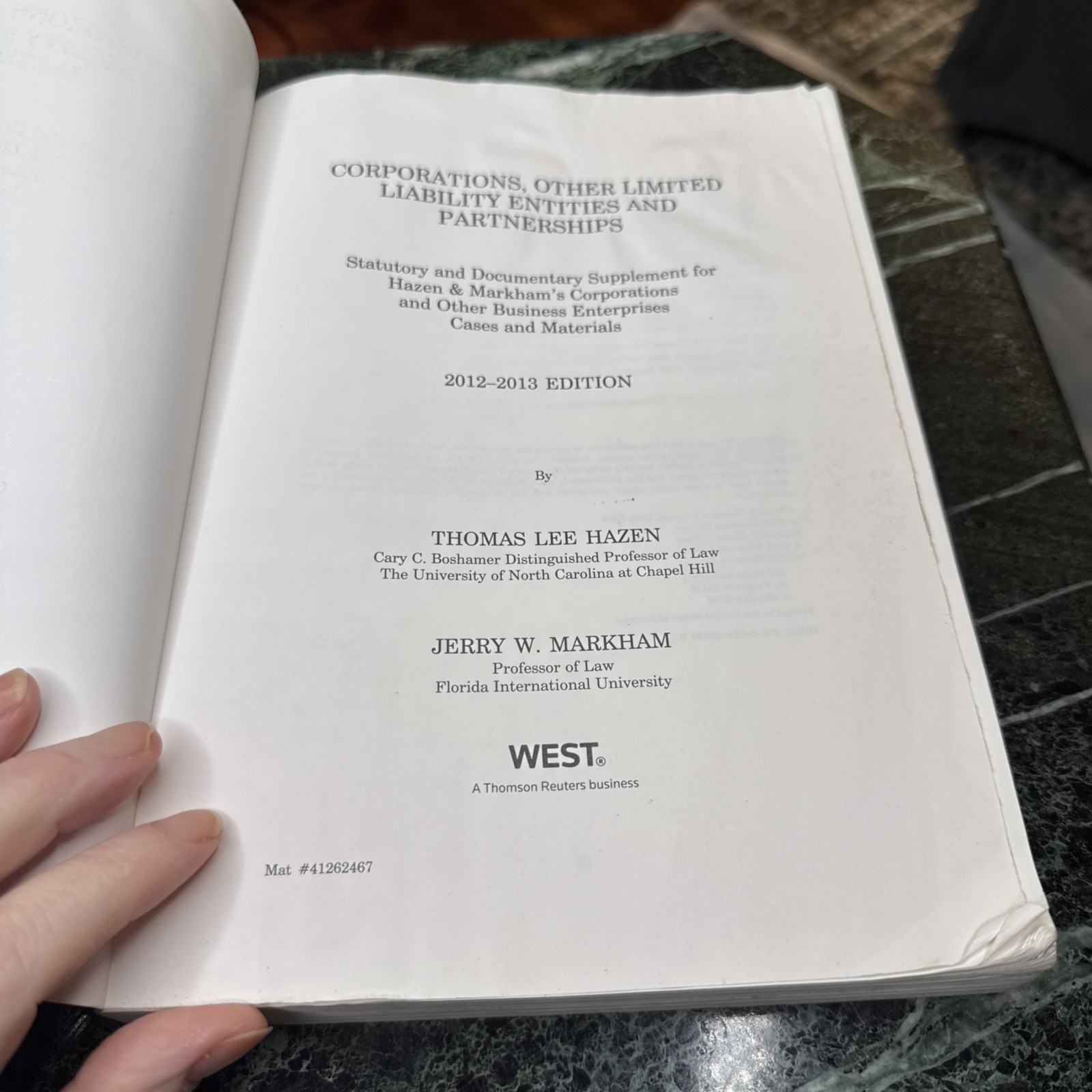 CORPORATIONS, OTHER LIMITED LIABILITY ENTITIES AND PARTNERSHIPS, HAZEN, PB, 2012