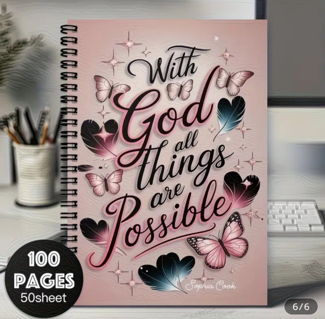 1 Inspirational Spiral Notebook – „with God, All Things Are Possible“, for…