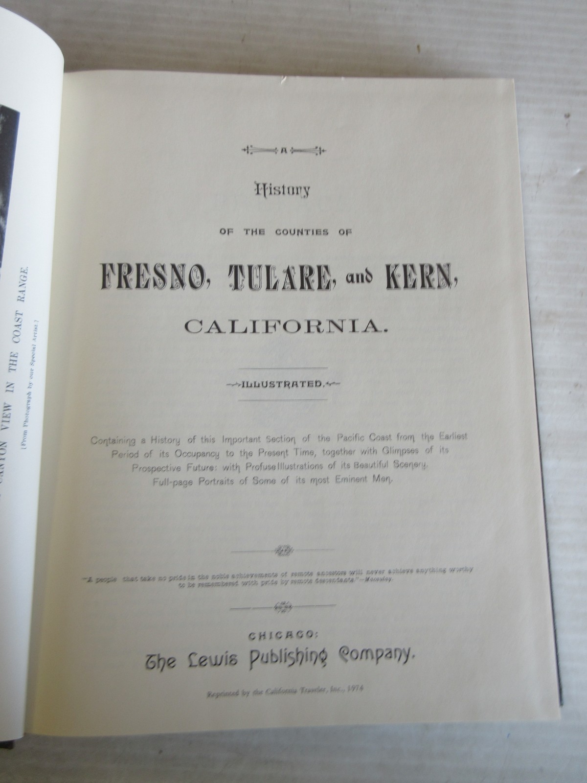 A HISTORY OF THE COUNTIES OF FRESNO, TULARE & KERN, CALIFORNIA 1974