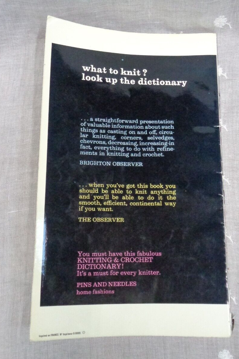 KNITTING DICTIONARY ~ 800 Stitches Patterns ~ 1963 Mon Tricot PB ~ 152 pages