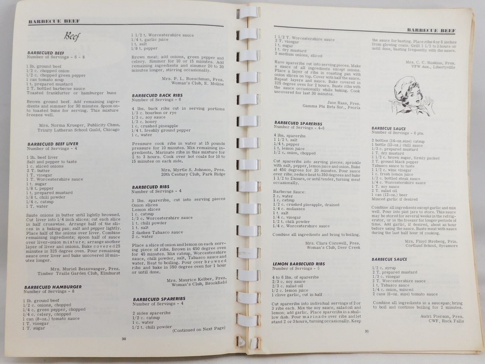 Illinois Women’s Clubs Cookbook Favorite Recipes 1963 SC Spiral Bound 190 Pages