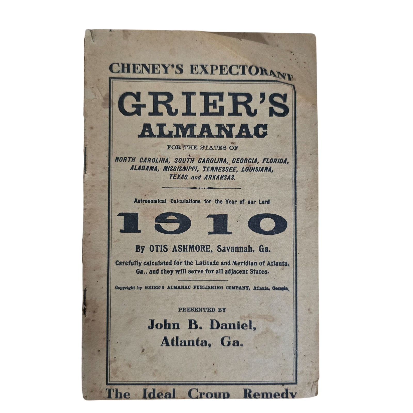 Vintage Grier’s Almanac Lot 1910-1918 WWI Era Southern Advertising Ephemera