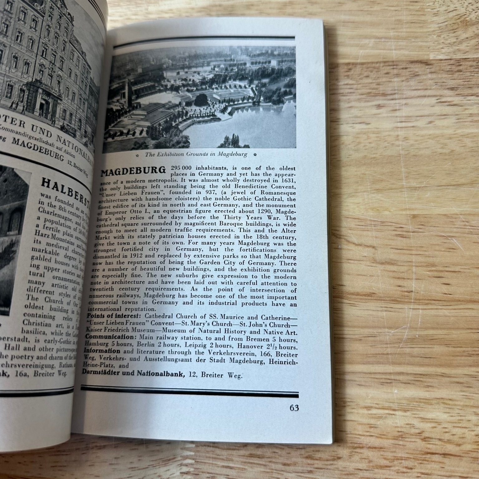 Germany Travellers‘ Guide 1930s Vintage Travel Map Darmstädter Bank