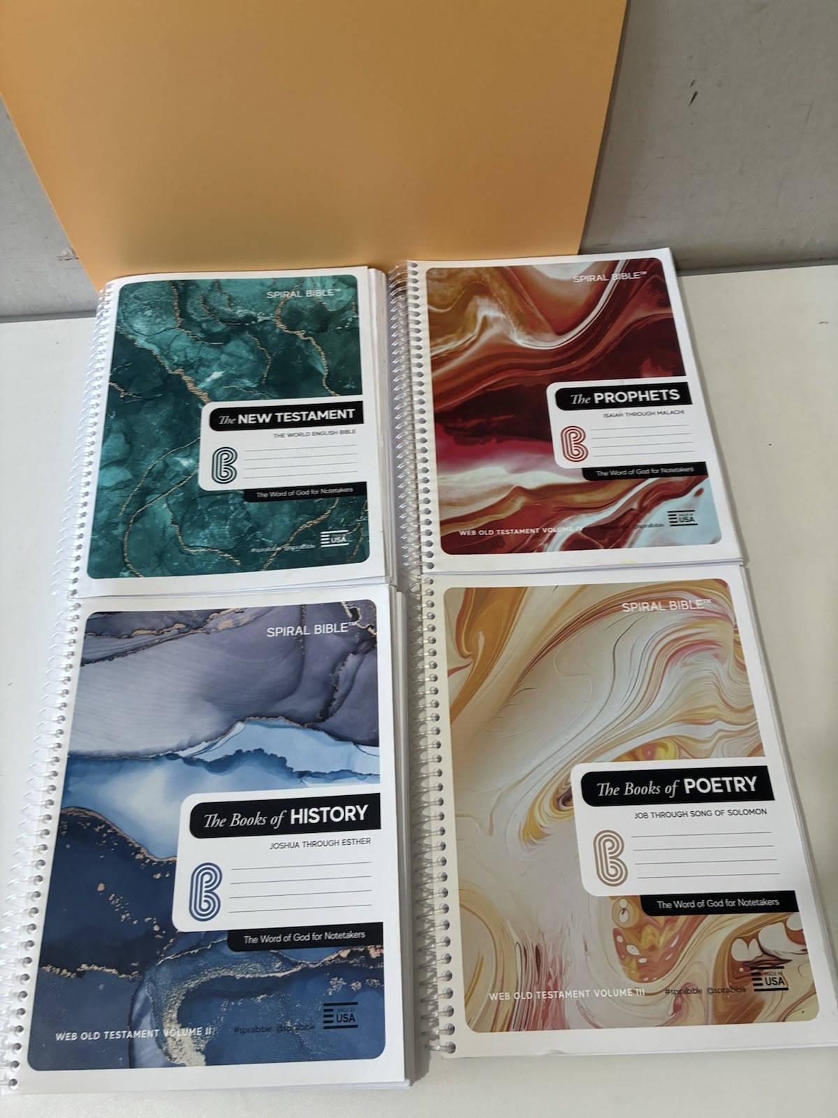 Lot of 4 Spiral Bible New Testament – Poetry – History- Prophets – Very Good