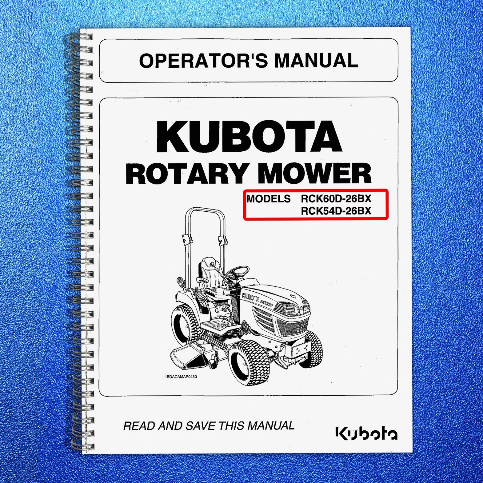 KUBOTA RCK60D-26BX Drive-Over Deck Manual STEEL BINDING – PROTECTIVE COVERING