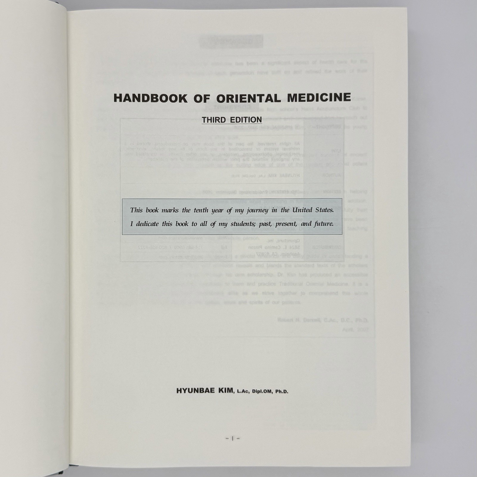 Handbook of Oriental Medicine – Hyunbae Kim (3rd edition) Harmony & Balance 2008