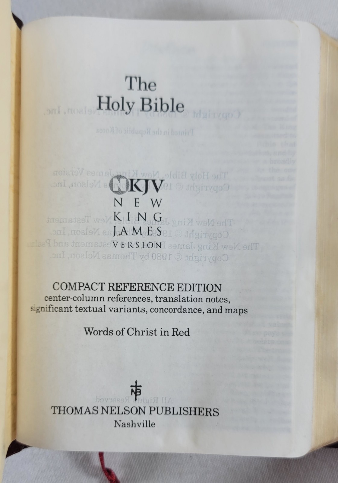 Holy Bible New King James Version Compact Bonded Leather Acceptable Condition