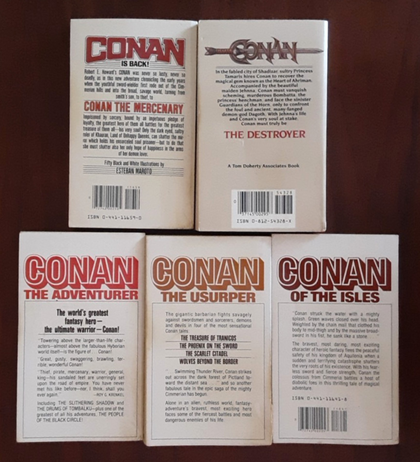 Lot of 5 Vintage CONAN Paperback Books Hyborian Age Stories Ace Sci Fi TOR