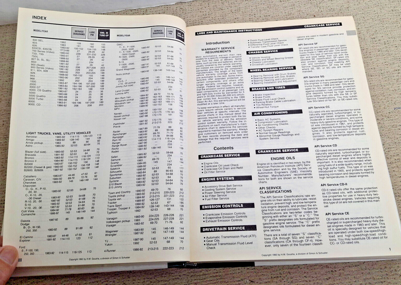Hardback Chilton’s 1992 Car Care Guide,A Chek Chart Publication