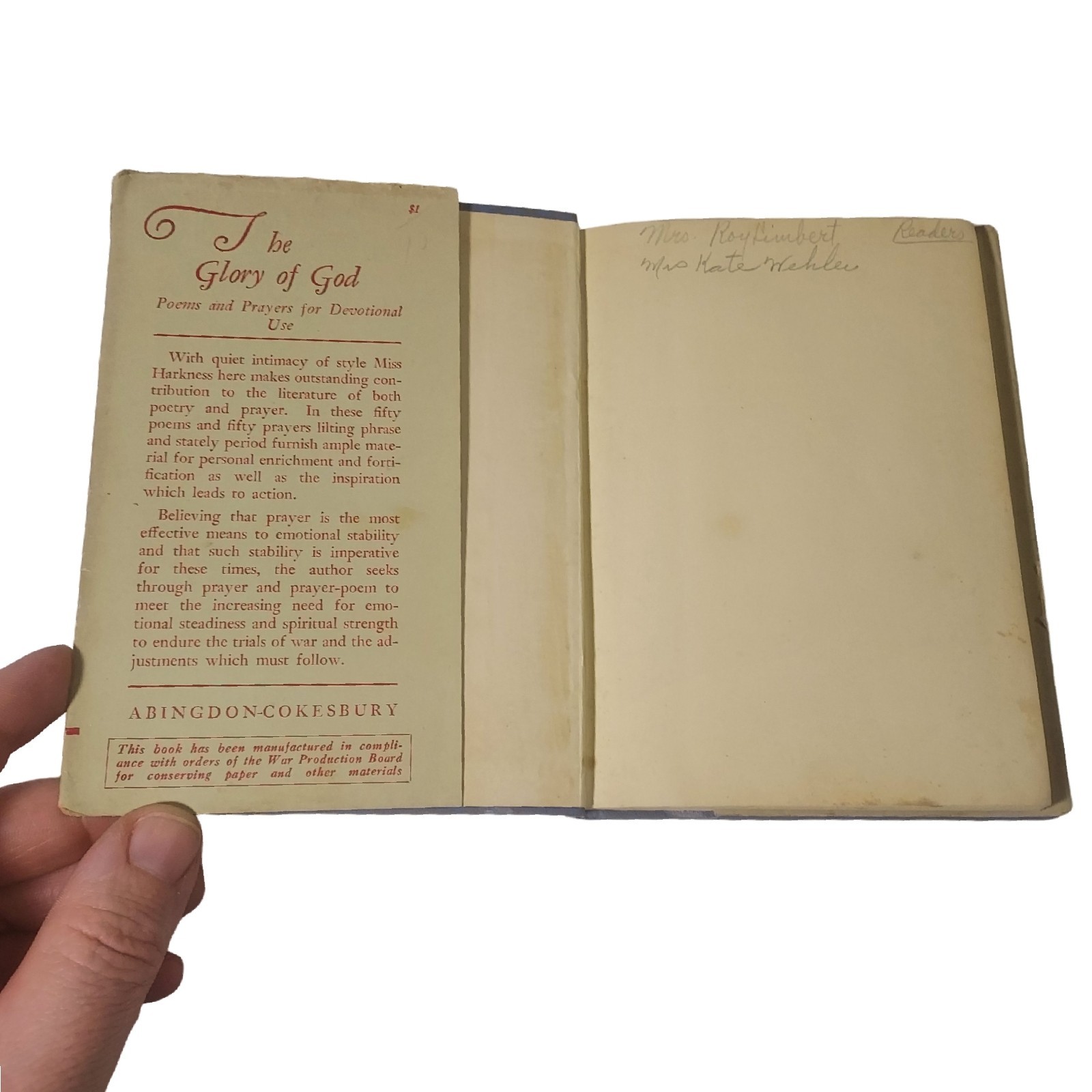 The Glory of God: Poems and Prayers for Devotional Use Book 1943 – SEE DESC