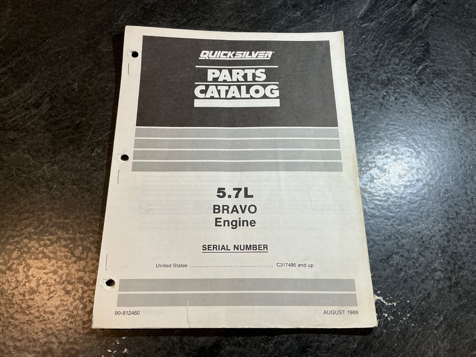 Mercruiser 5.7L Bravo GM 350 V8 Engine Parts Catalog Serial #C317495 and Up