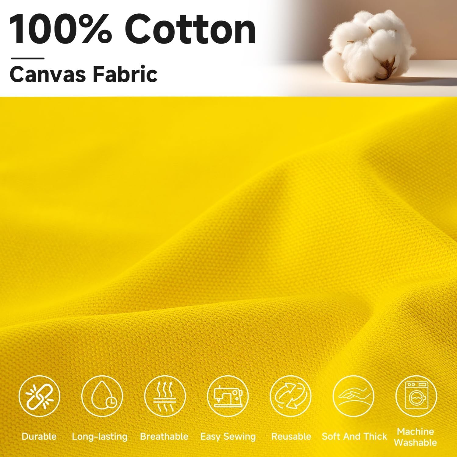 Canvas Fabric by the Yard, 59“ Wide, 10Oz Premium Natural Cotton Duck Canvas Fa