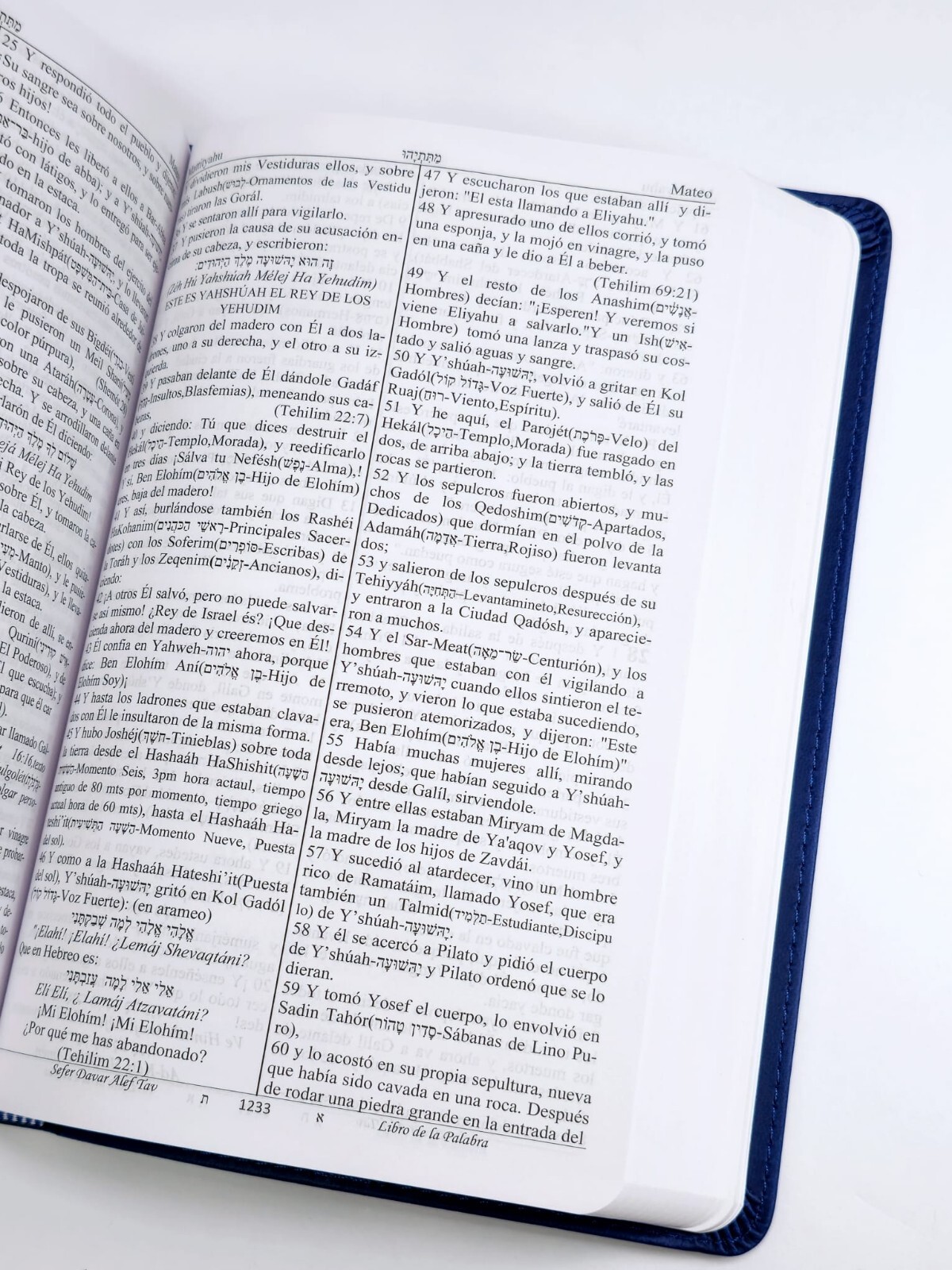 Escrituras Sefer Davar Biblia Edición Español Piel Azul Salmos Español Y Hebreo