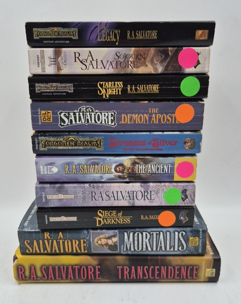 Lot of 10 R.A. Salvatore Book Forgotten Realms Legacy Ancient Mortalis Sojourn