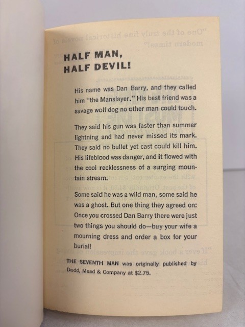 The Seventh Man by Max Brand – Cardinal Edition #C‑382 1st Printing Nov 1959 VG+