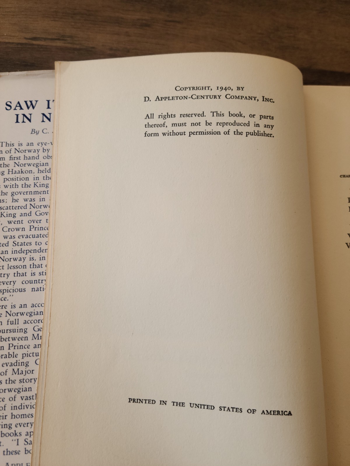 I Saw It Happen In Norway C J Hambro Hardcover Early Edition D Appleton Co. 1940