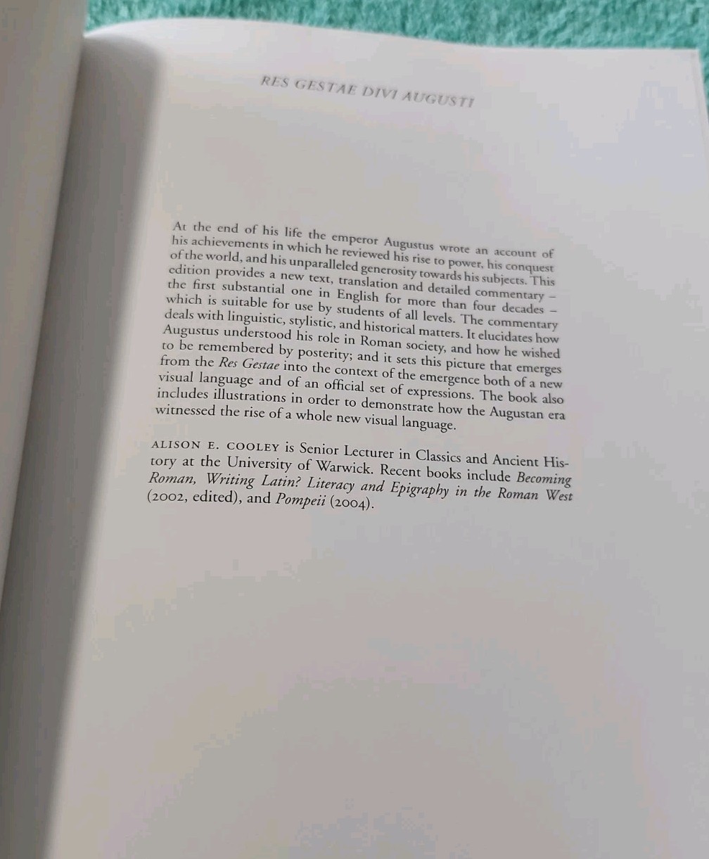 Res Gestae Divi Augusti : Text, Translation, and Commentary by Alison Cooley,…