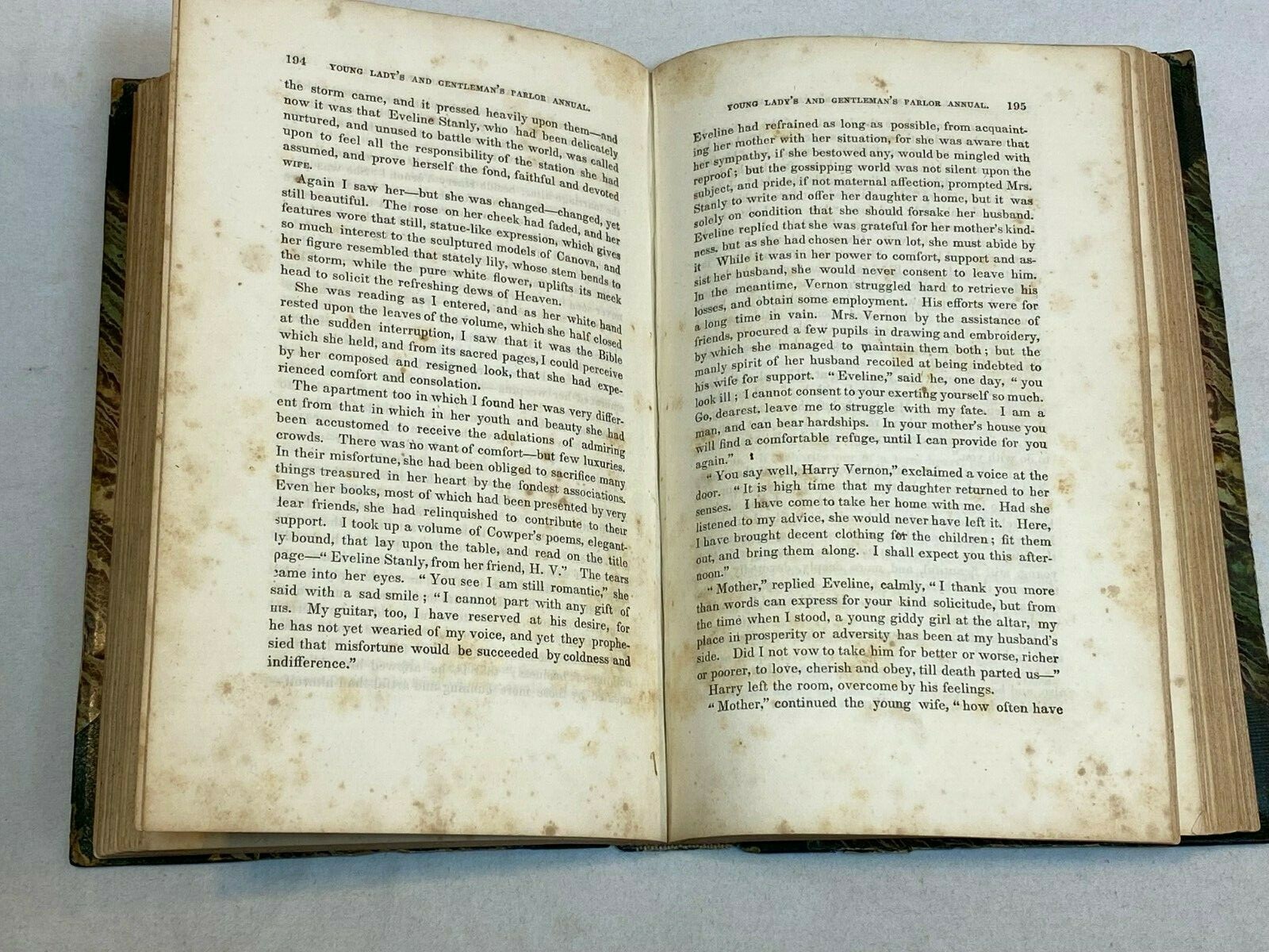 The Youth’s Parlor Annual 1844 Antique Book Christian Family Magazine Leather