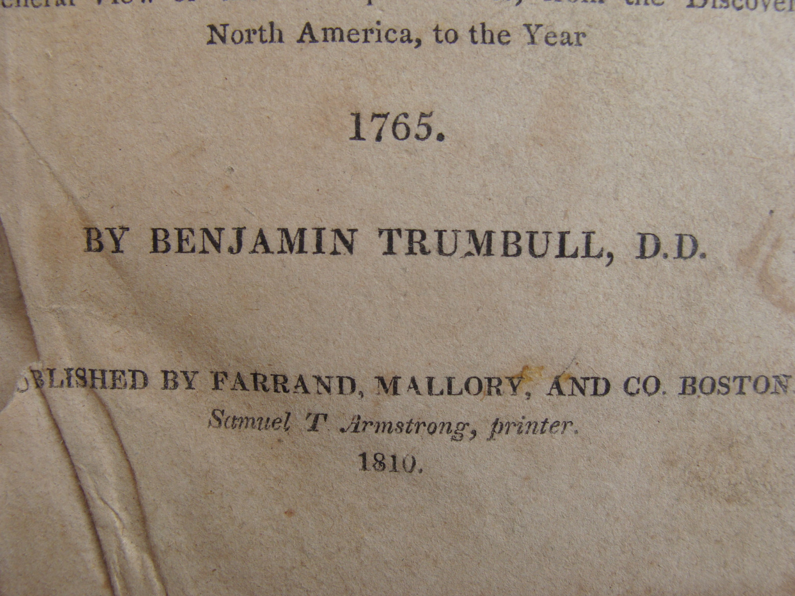 A General History Of The United States… Vol.1 (1810 HC) Benjamin Trumbull Yale