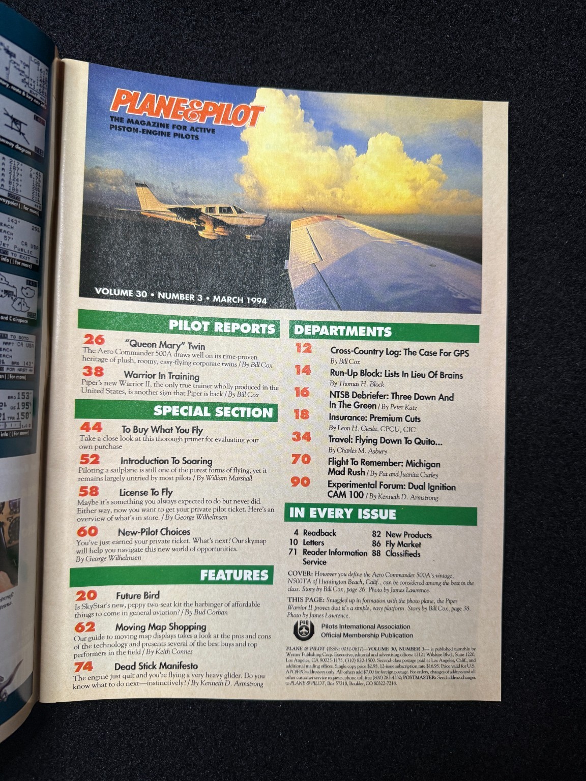 Plane & Pilot Magazine March 1994 Aviation GPS Navigation Aircraft Vintage