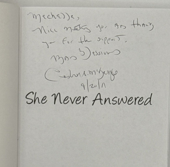 She Never Answered by Cedric S. Mckenzie, SIGNED Paperback, B124