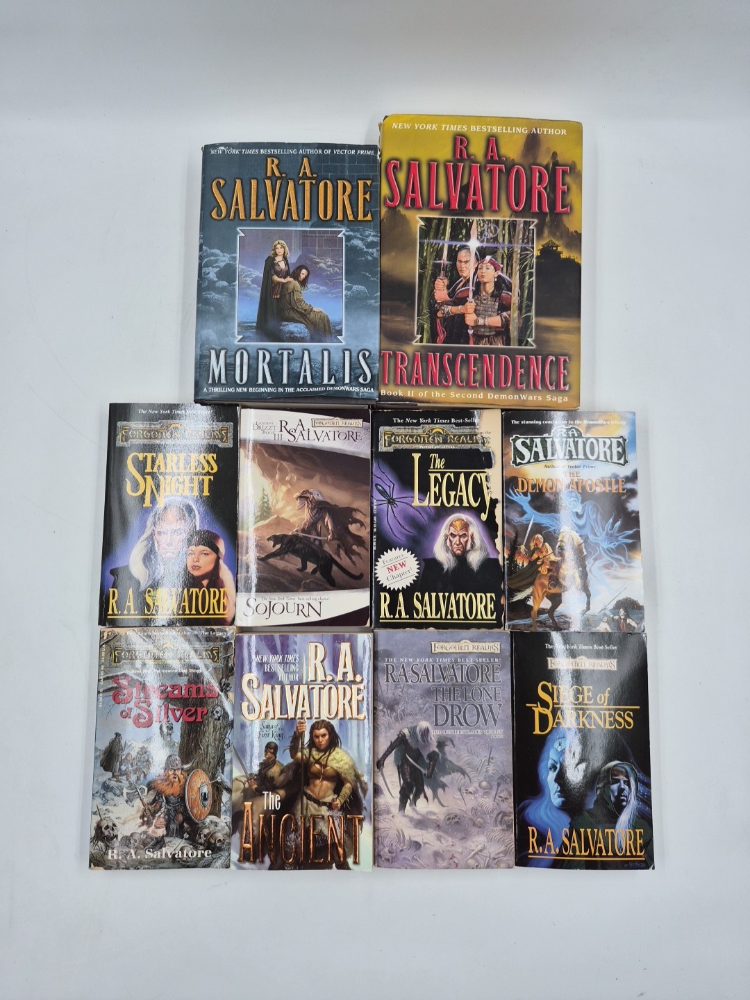 Lot of 10 R.A. Salvatore Book Forgotten Realms Legacy Ancient Mortalis Sojourn