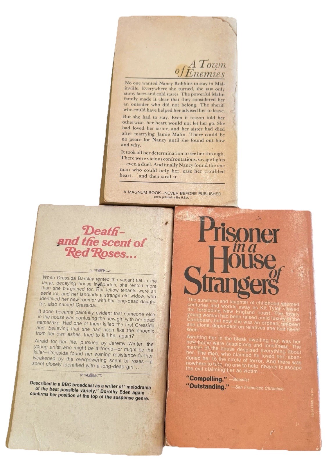 Lot of 3 Paperback Books From The 1960s & 70s Vintage Gothic Suspense Romance