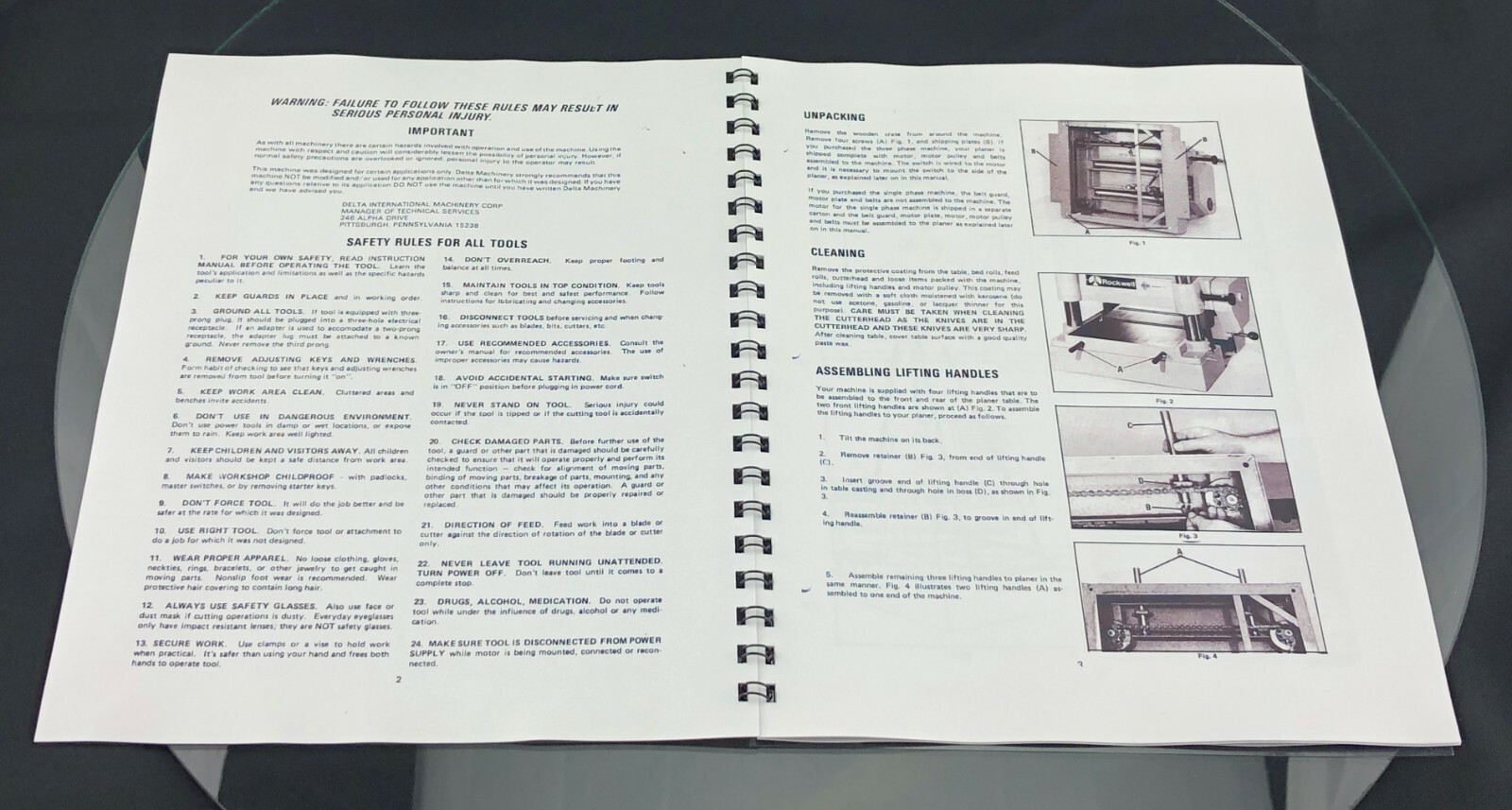 Delta 22-650 RC-33 Instruction Manual User Guide For 13″ Planer Coil Bound