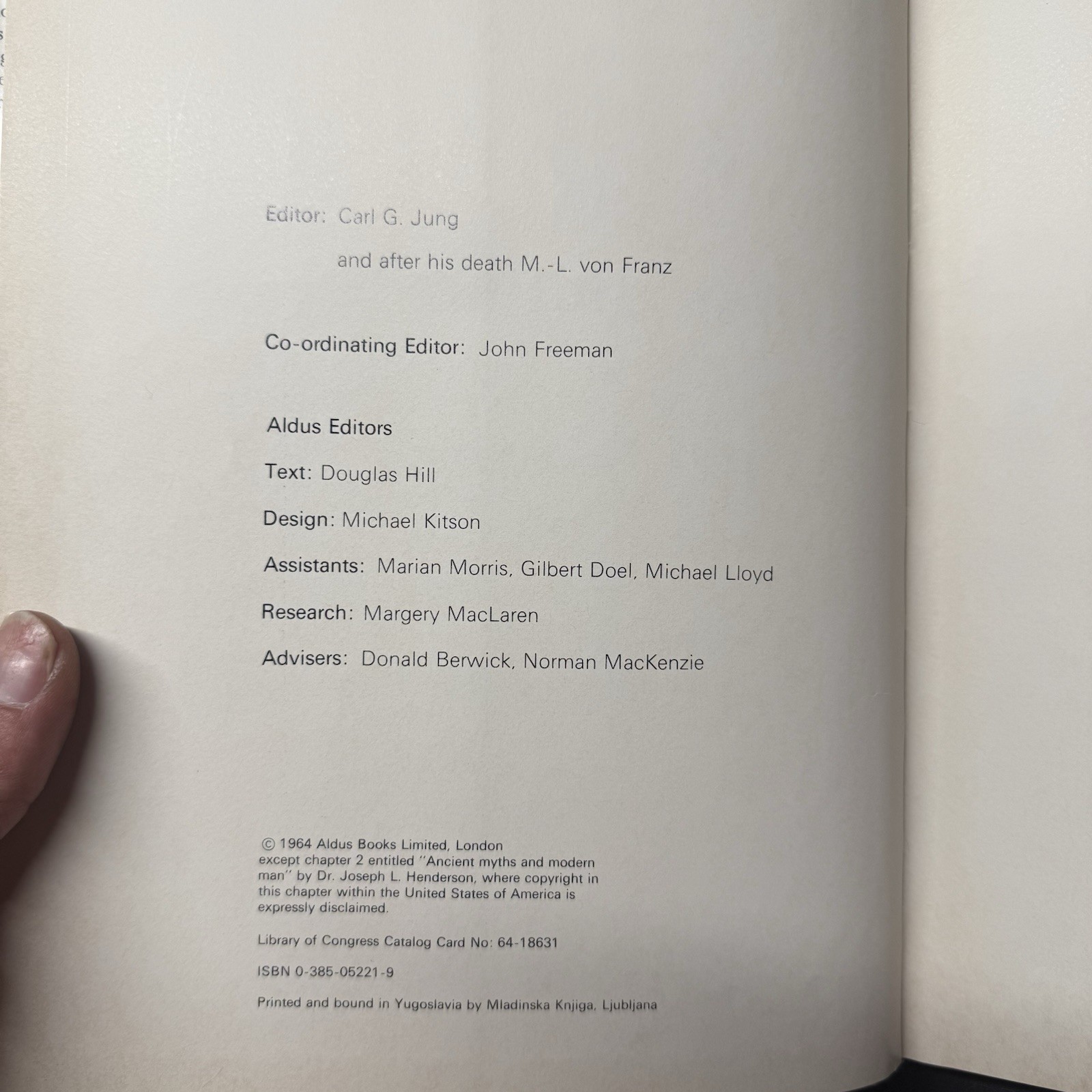 Man and His Symbols Carl G Jung Philosophy Mythology Psychology 1964 Yugoslavia