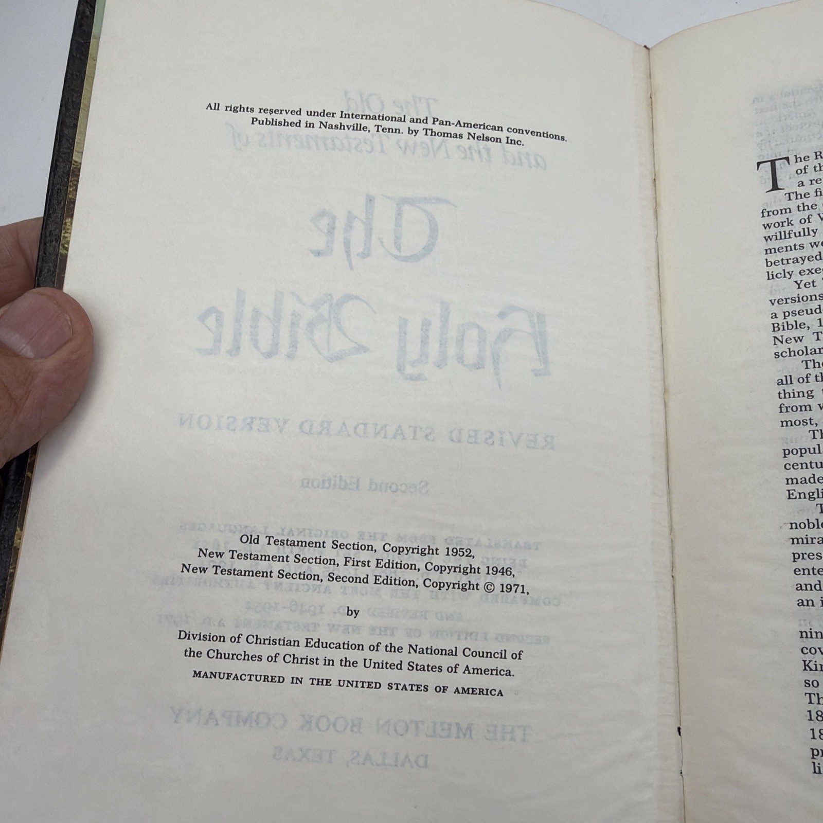 VTG 1971 Holy Bible Black Genuine Leather Revised Standard Version Melton No Rl