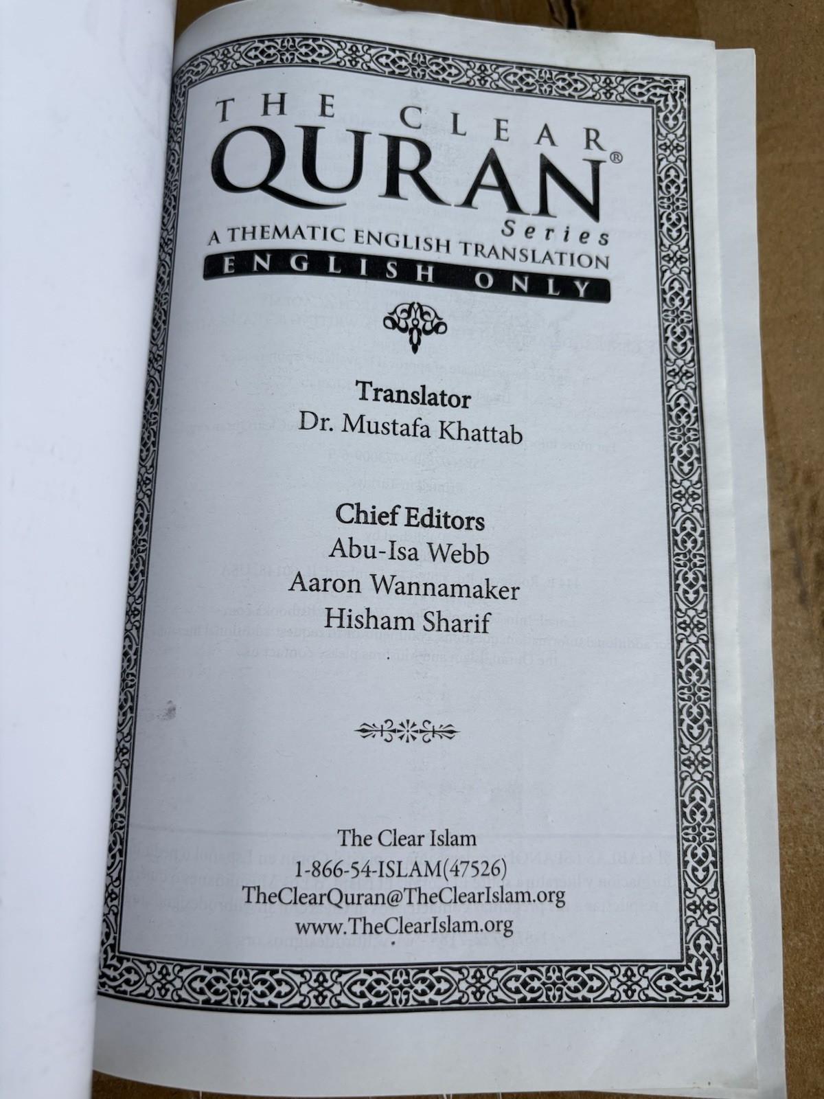 The Clear Quran English Translation Paperback by Dr. Mustafa Khattab