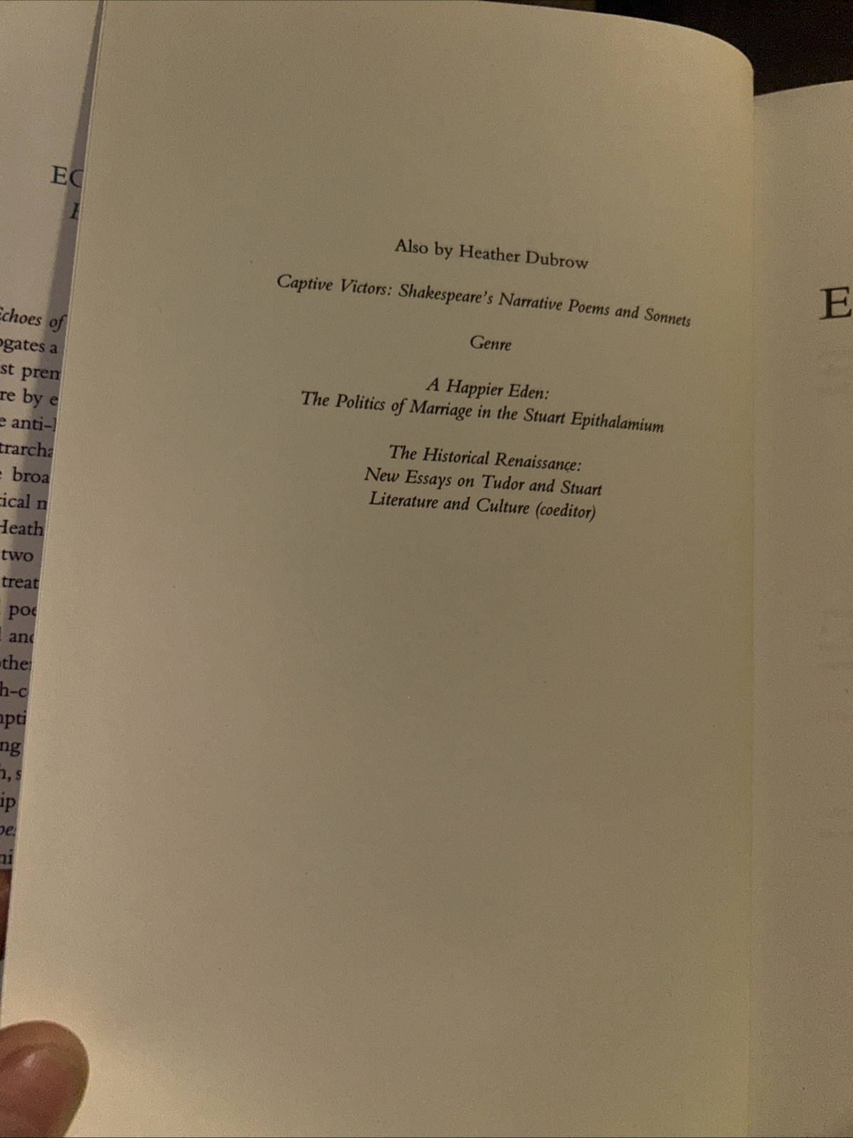 Echoes of Desire by Professor Dubrow, Heather: New