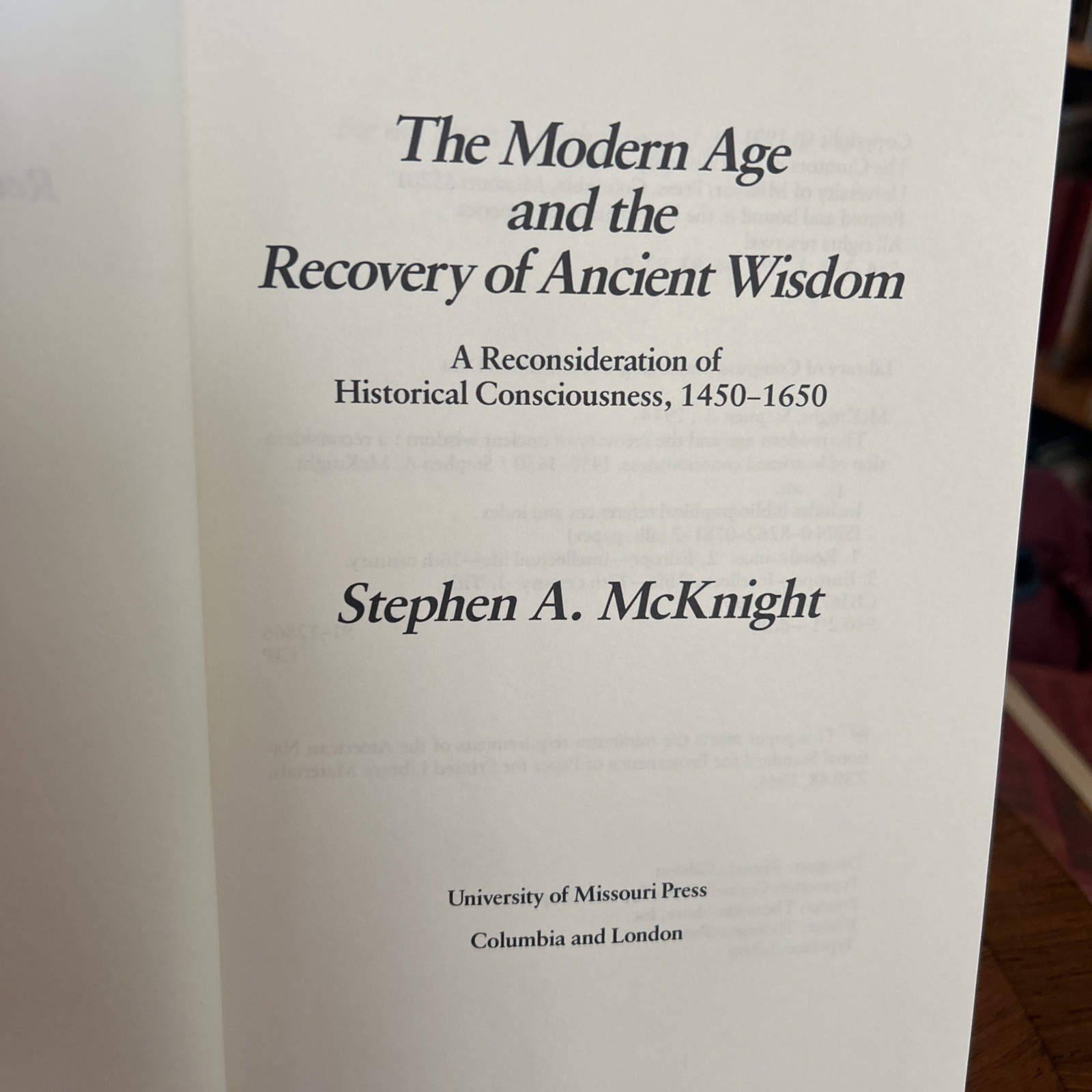 The Modern Age and the Recovery of Ancient Wisdom : A Reconsideration of…