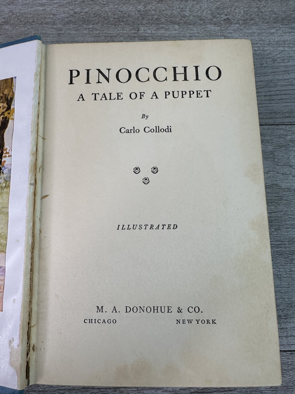 Pinocchio Carlo Collodi 1920s Golden Days Series Illustrated M.A. Donohue