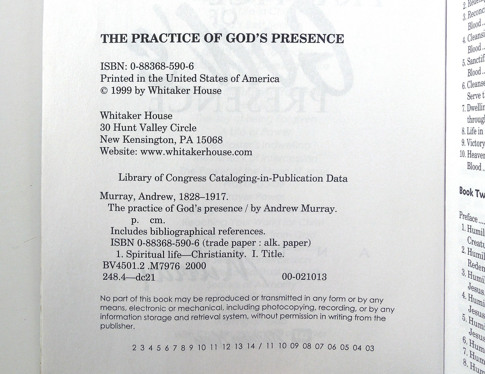 The Practice of God’s Presence – Andrew Murray, 1999 sc, Whitaker House