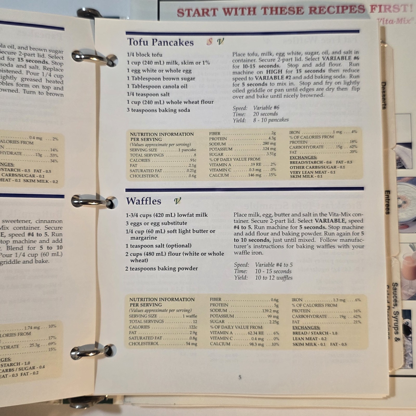 Vita-Mix Whole Food Recipes 3-Ring Binder and Owner’s Manual 2000 USA