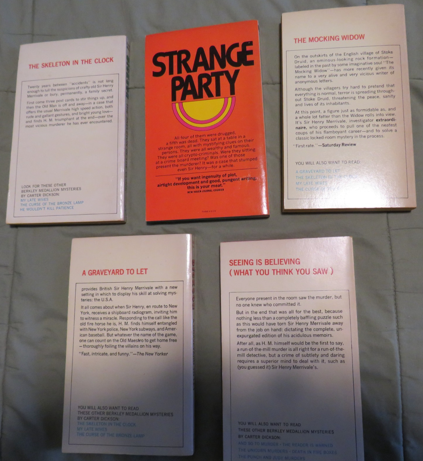 Lot of 5 Carter Dickson Vintage paperbacks Read Description