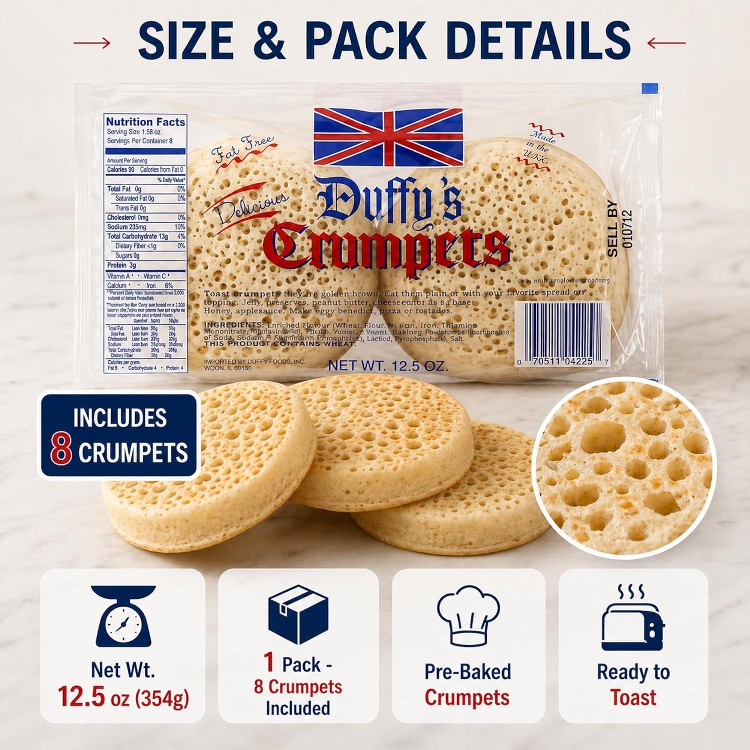 Duffy’s Crumpets British Breakfast Bread 12.5oz
