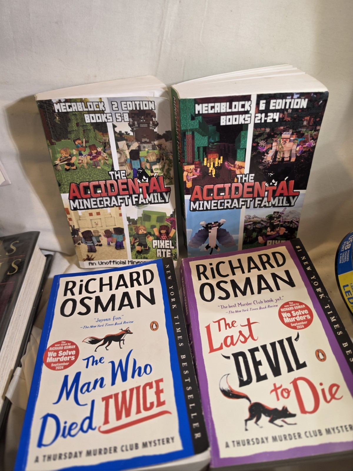 4 Book Lot: Accidental Minecraft Family MegaBlock 2 & 6 + Richard Osman Thursday